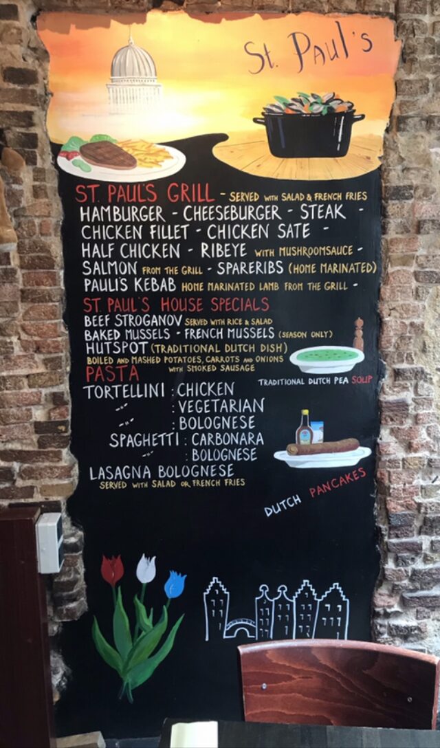 Het handgeschilderde krijtbord met de kaart van St. Pauls