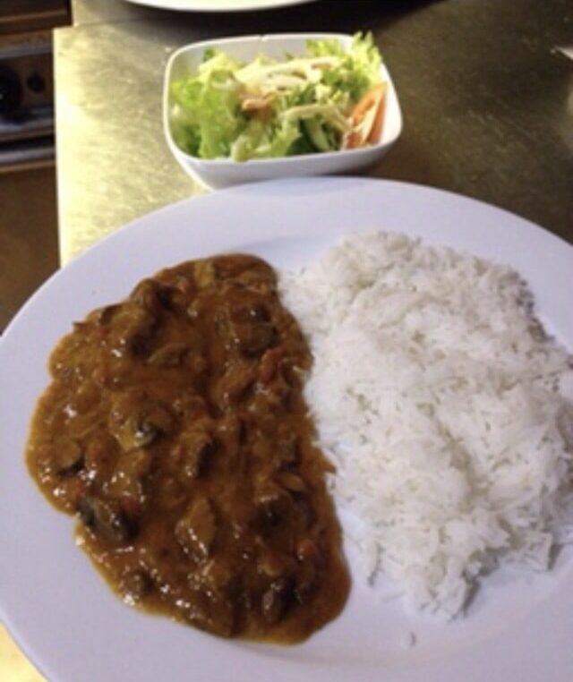 Beef stroganoff met rijst en salade